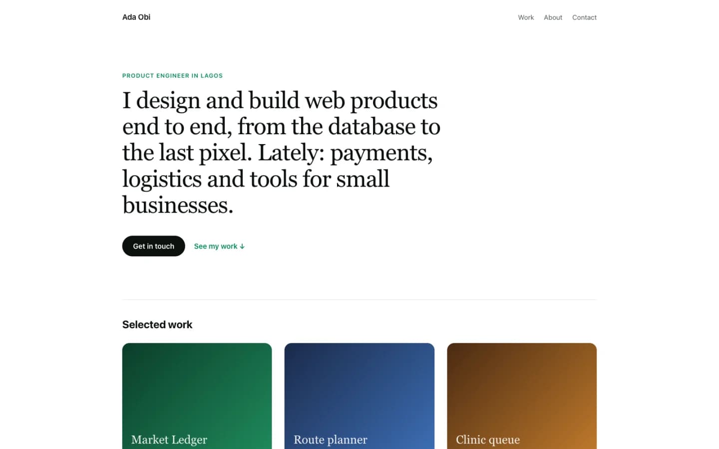 Next.js portfolio, running on Naijacloud